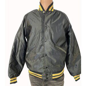 Butwin Men's Black & Yellow Snap Button Bomber Jacket Size S SKU 5790